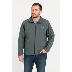 2/$30 Columbia Bowen Lake Jacket Men’s Size L Gray Softshell Fleece Lined Zip Up